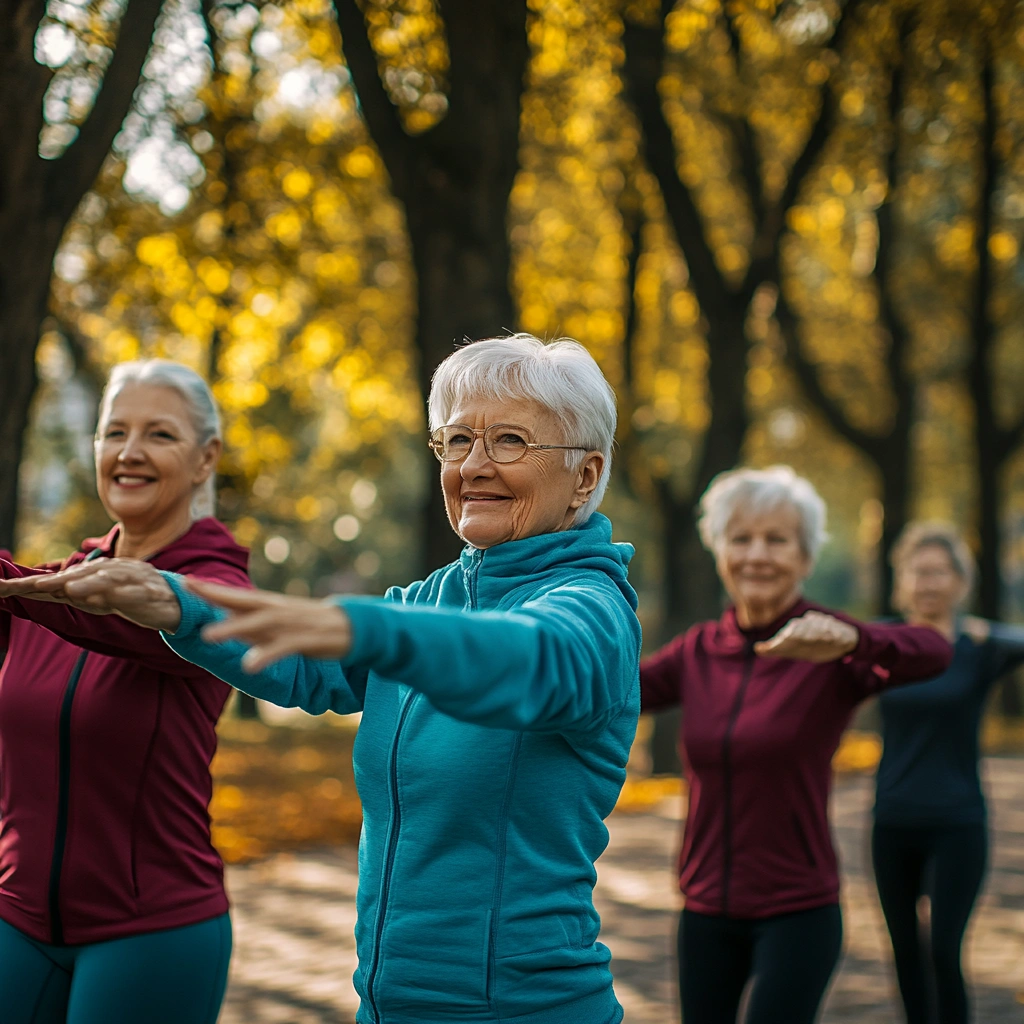 Щасливі пенсіонери, що займаються спортом на природі